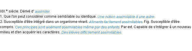 Définition assimilable ACAD 1986