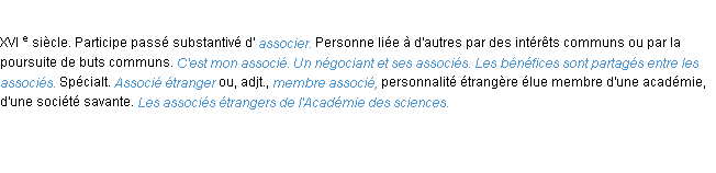 Définition associé ACAD 1986