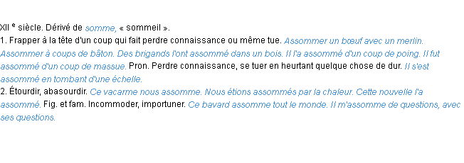 Définition assommer ACAD 1986