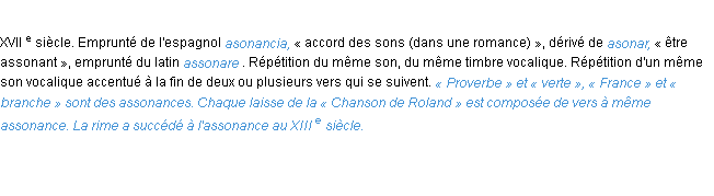 Définition assonance ACAD 1986