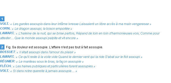 Définition assoupi Emile Littré