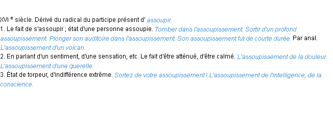 Définition assoupissement ACAD 1986