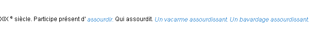 Définition assourdissant ACAD 1986