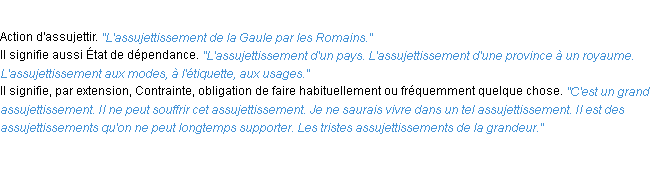 Définition assujettissement ACAD 1932