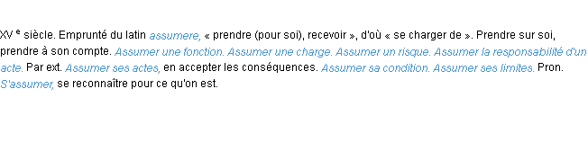 Définition assumer ACAD 1986