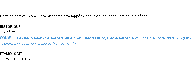 Définition asticot Emile Littré