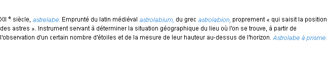 Définition astrolabe ACAD 1986