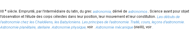 Définition astronomie ACAD 1986