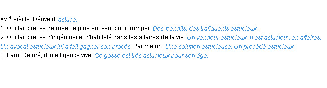 Définition astucieux ACAD 1986