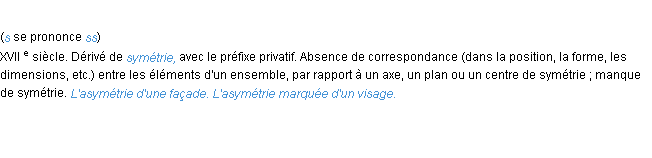 Définition asymétrie ACAD 1986