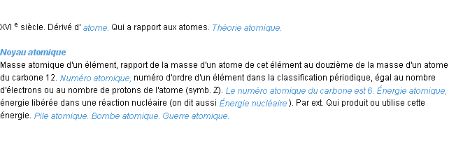 Définition atomique ACAD 1986