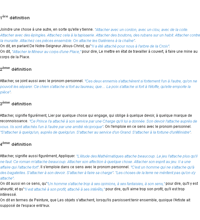 Définition attacher ACAD 1798