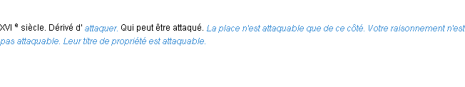 Définition attaquable ACAD 1986