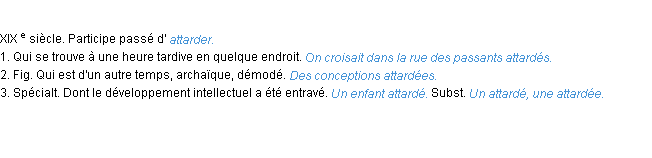 Définition attardé ACAD 1986