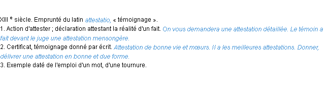 Définition attestation ACAD 1986