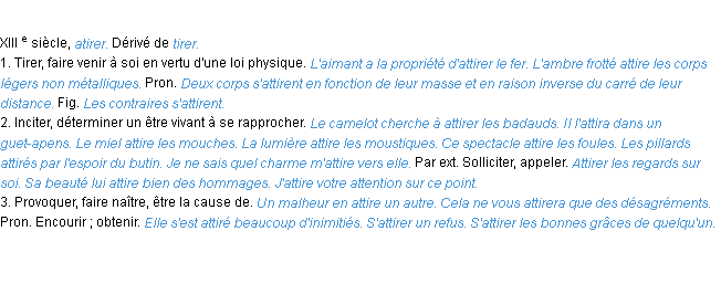 Définition attirer ACAD 1986