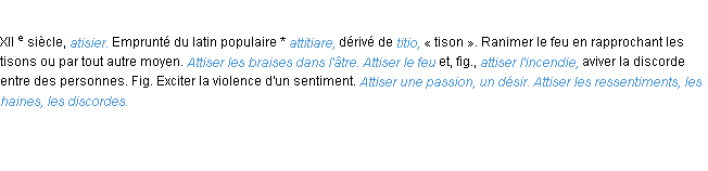 Définition attiser ACAD 1986