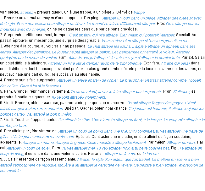 Définition attraper ACAD 1986