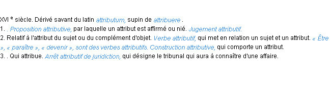 Définition attributif ACAD 1986