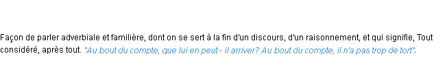 Définition au bout du compte ACAD 1798