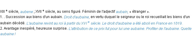 Définition aubaine ACAD 1986