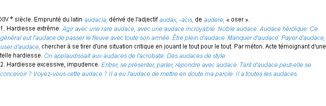 Définition audace ACAD 1986