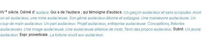 Définition audacieux ACAD 1986