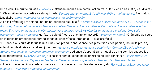 Définition audience ACAD 1986