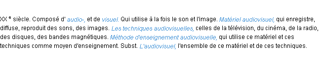 Définition audiovisuel ACAD 1986