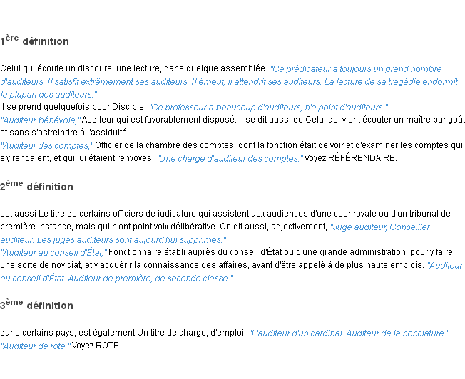 Définition auditeur ACAD 1835