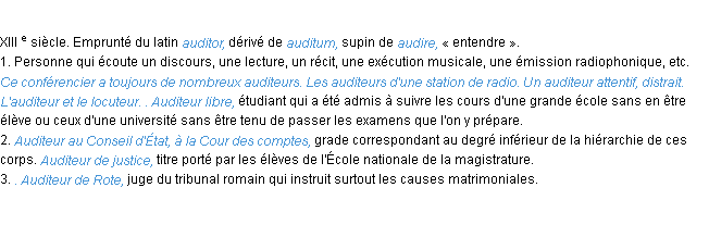 Définition auditeur ACAD 1986