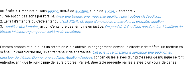 Définition audition ACAD 1986