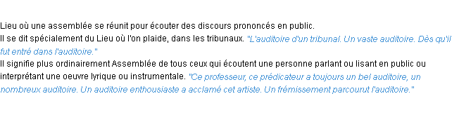 Définition auditoire ACAD 1932