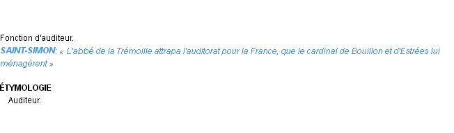 Définition auditorat Emile Littré