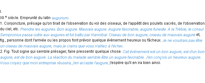 Définition augure ACAD 1986