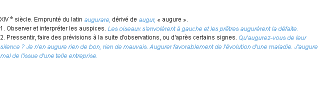 Définition augurer ACAD 1986