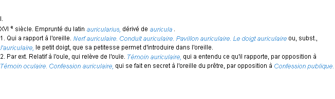 Définition auriculaire ACAD 1986