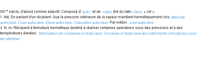 Définition autoclave ACAD 1986