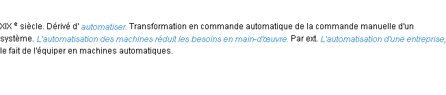 Définition automatisation ACAD 1986