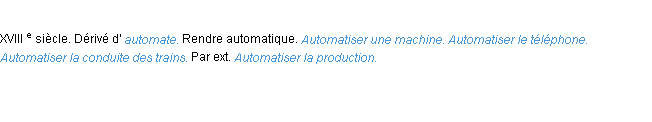 Définition automatiser ACAD 1986