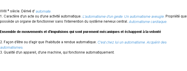 Définition automatisme ACAD 1986