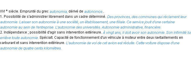 Définition autonomie ACAD 1986