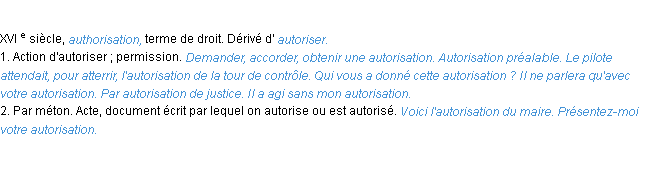 Définition autorisation ACAD 1986