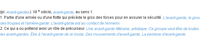 Définition avant-garde ACAD 1986