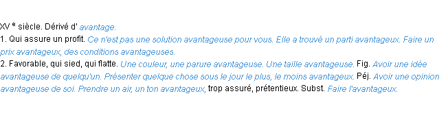 Définition avantageux ACAD 1986