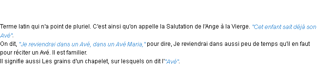 Définition avé ACAD 1798