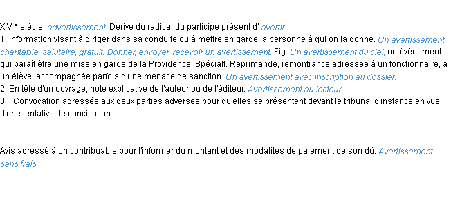 Définition avertissement ACAD 1986