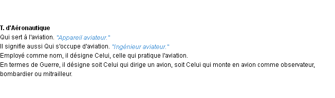 Définition aviateur ACAD 1932