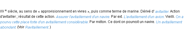 Définition avitaillement ACAD 1986