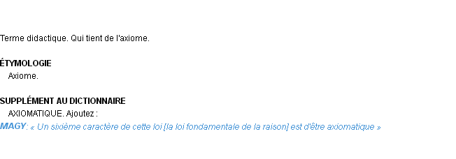 Définition axiomatique Emile Littré